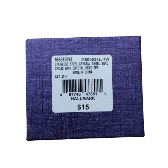 Hallmark Charms -  Stainless Steel Crystal Angel Bead Cross w/ Crystal Set - NEW - Picture 3 of 4